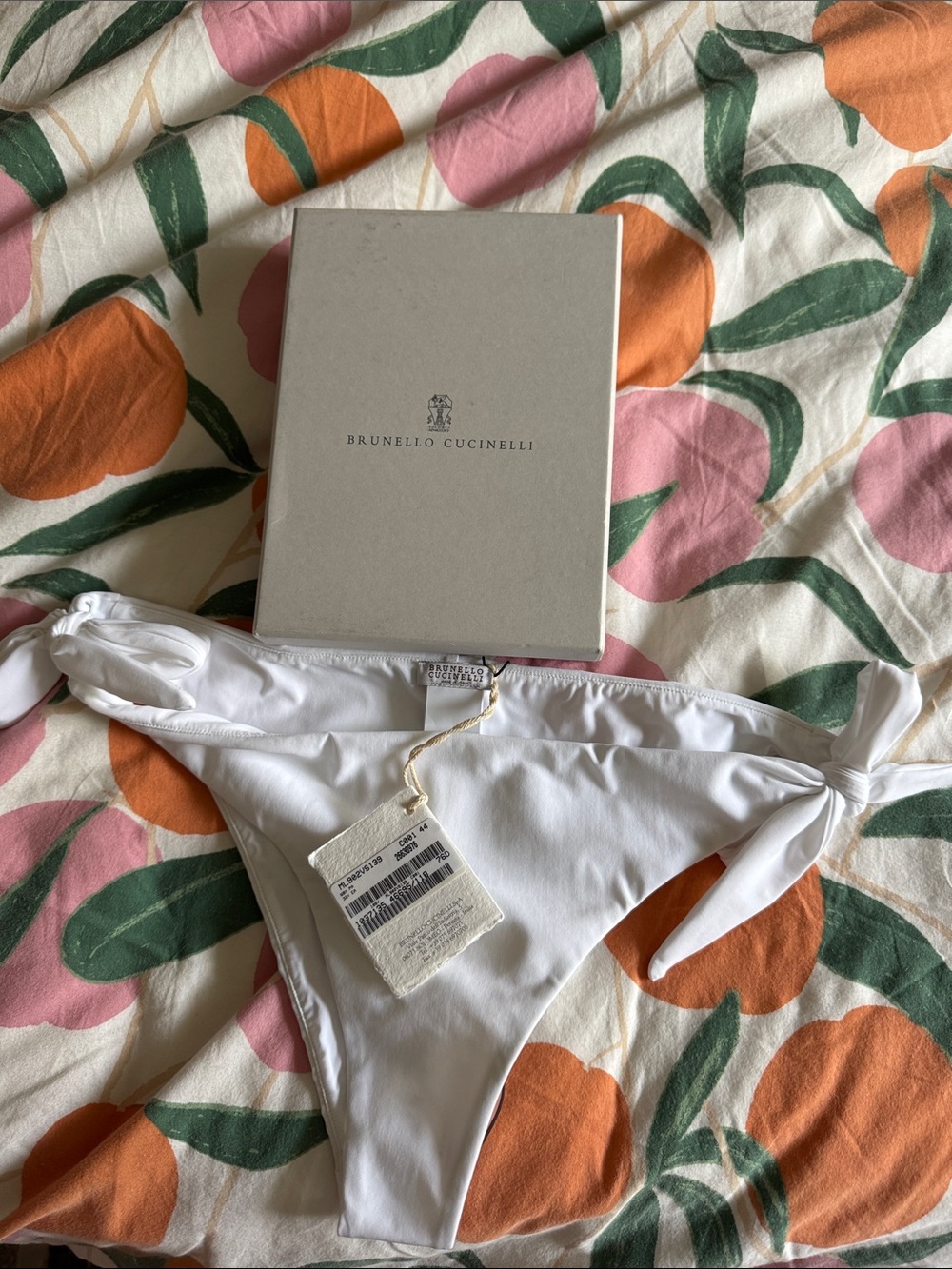 Brunello Cucinelli White Tie-Side Bikini bottom